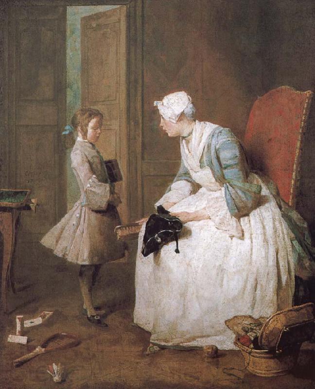 Jean Baptiste Simeon Chardin Home teachers Norge oil painting art